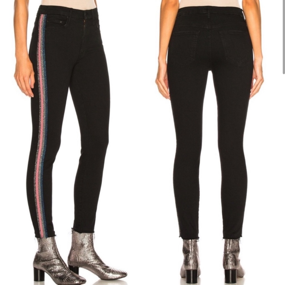 Mother “high waisted looker” Frayed Ankle Jeans